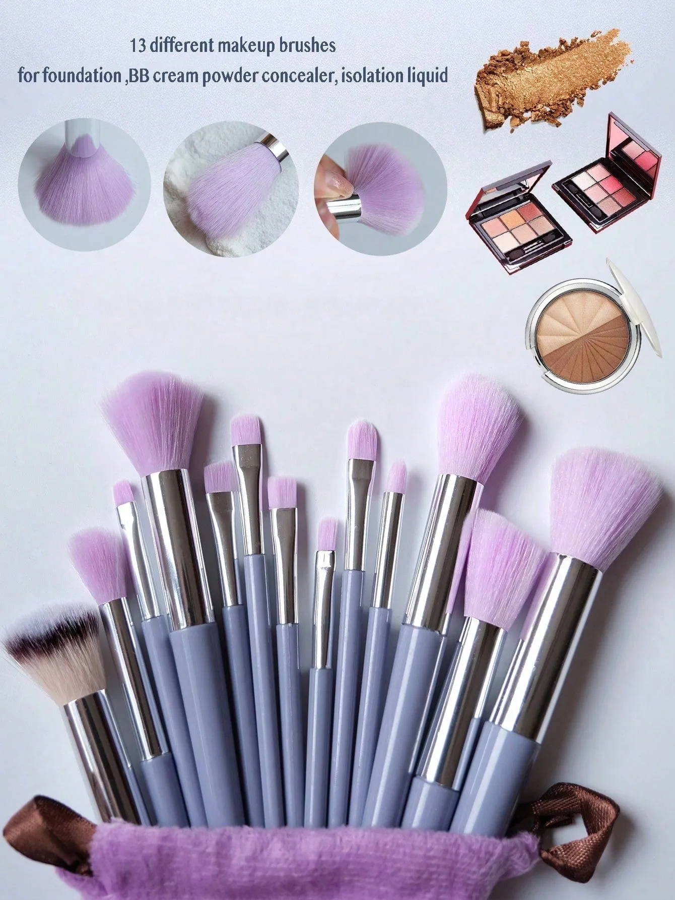 13pcs Portable Makeup Brush Set Including Blush & Eyeshadow Brush, Complete Beauty Tool Kit