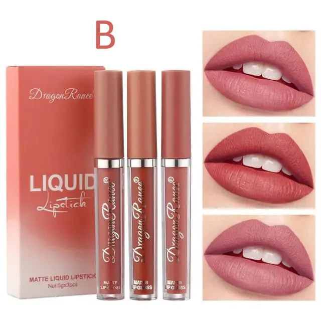 3PCS/Set Waterproof Matte Velvet Lip Gloss