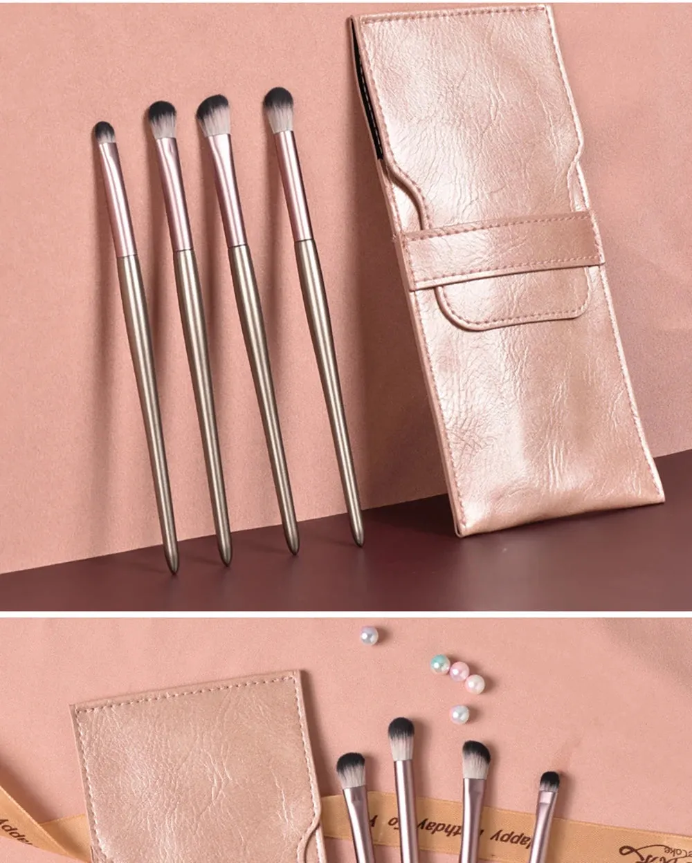 4PCS/Set Detail Small Eyeshadow Make Up Brushes Synthetic Hair Eyebrow Eyeliner Eyeshadow Blending Tapered Smudge cosmetic tool