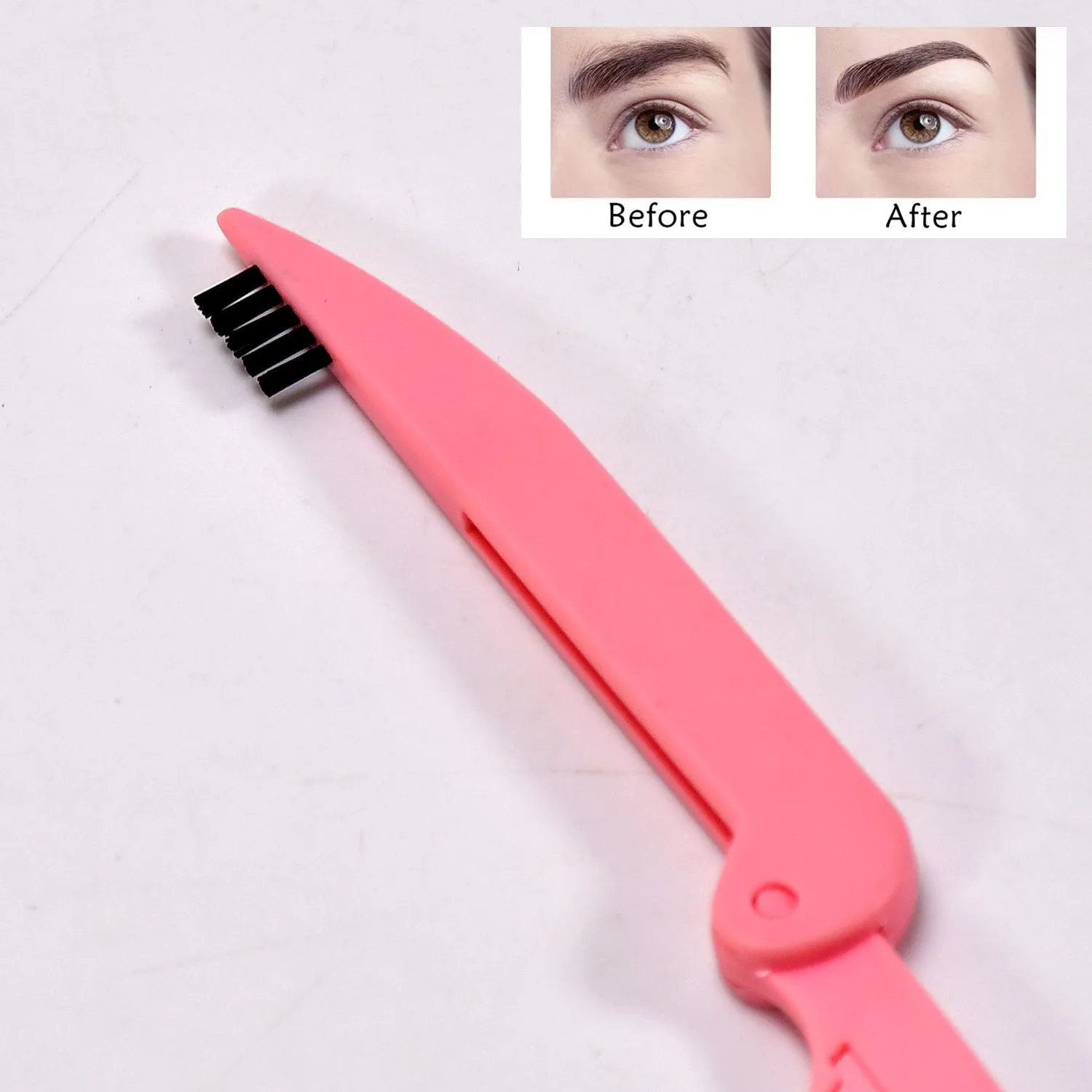 6648 3 in 1 Foldable Eyebrow Brush and Lash Comb,Double Ended Brow Brush Makeup Brush