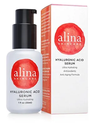 Alina Skin Care Pure & Pristine Hyaluronic Acid Serum with Multiple Moisturizers for Maximum Hydration and Clinically Studied Soothing/Calming Actives, 1.0 Ounce