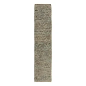 Blue Zameen Transitional Wool Rug - 3' x 13'5"