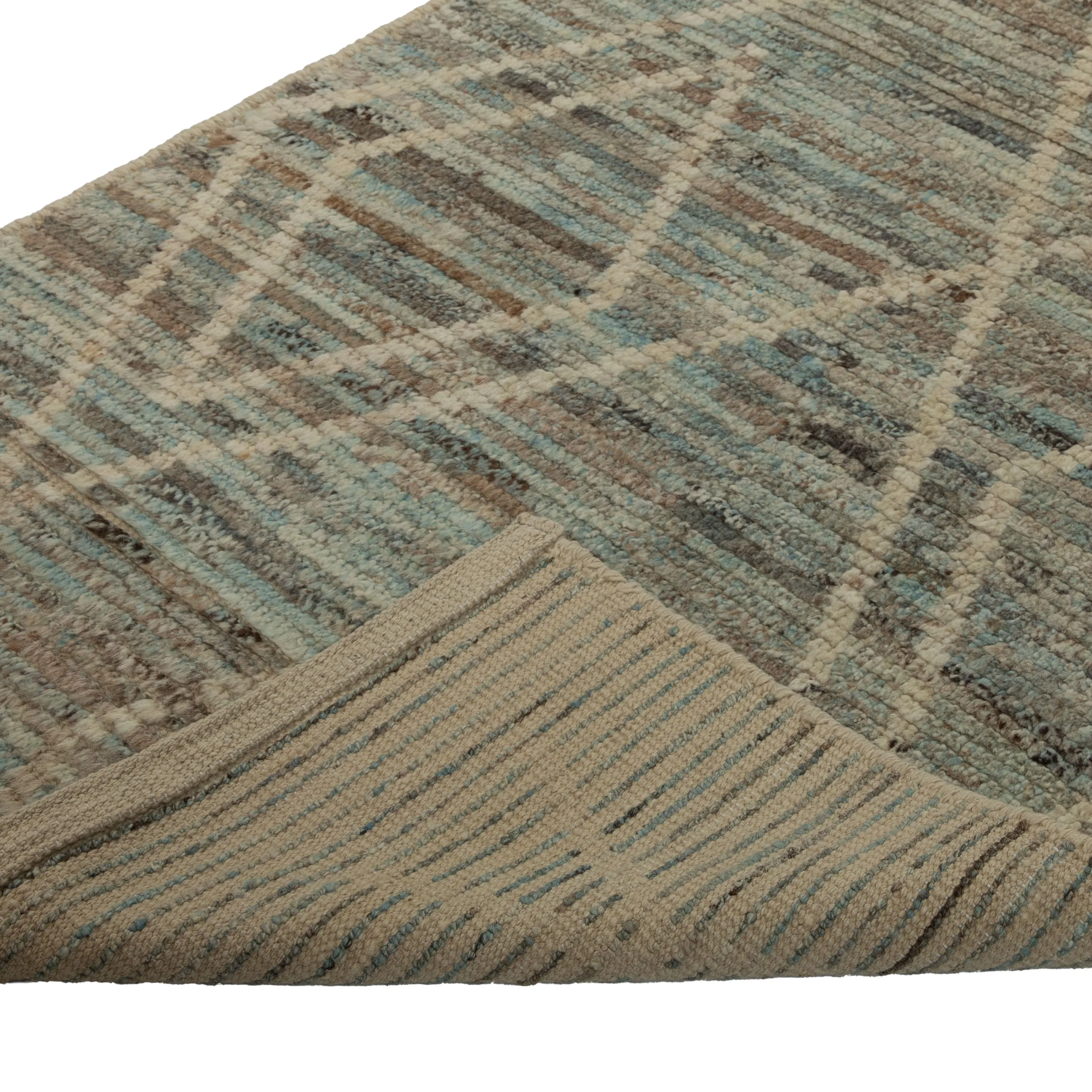 Blue Zameen Transitional Wool Rug - 3' x 13'5"