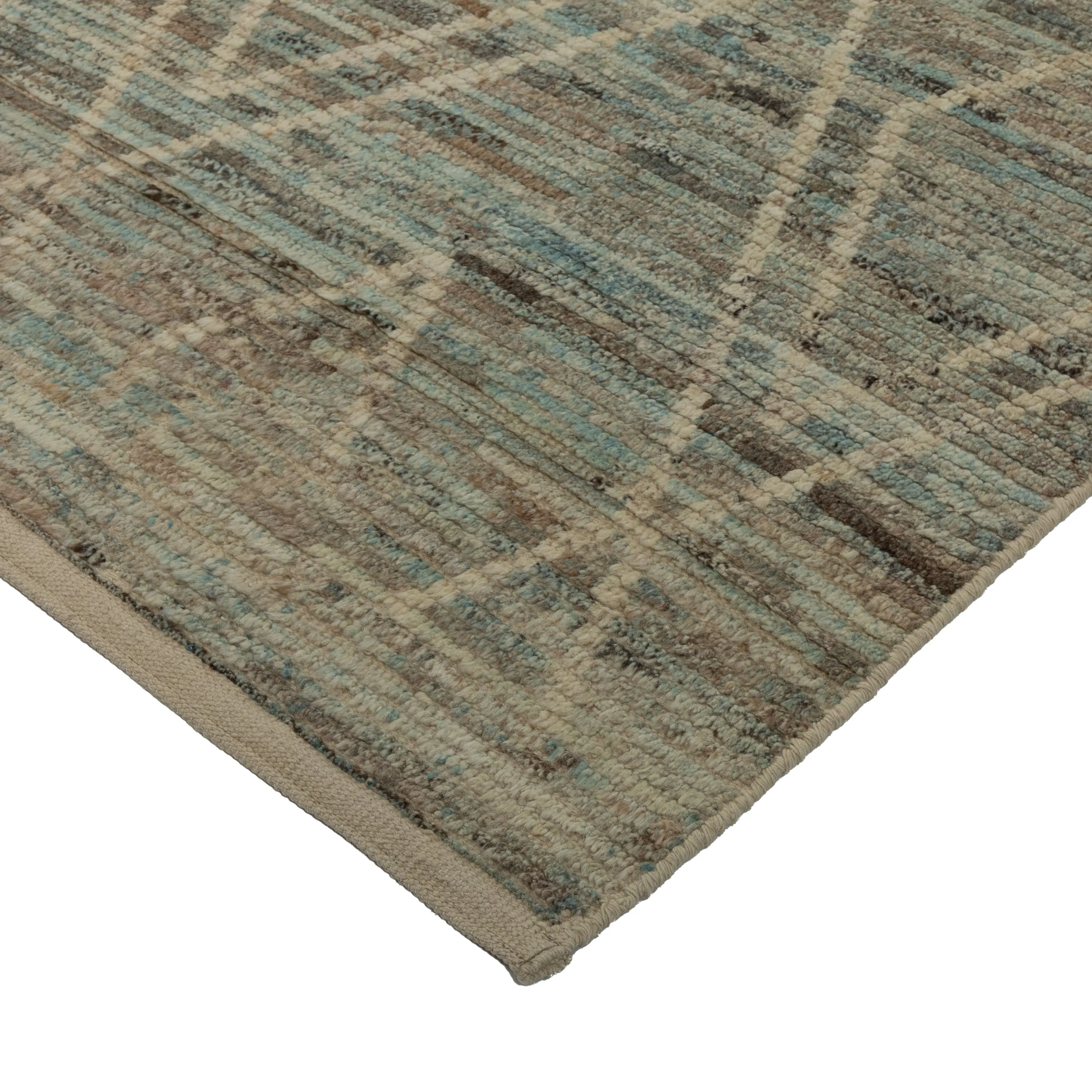 Blue Zameen Transitional Wool Rug - 3' x 13'5"