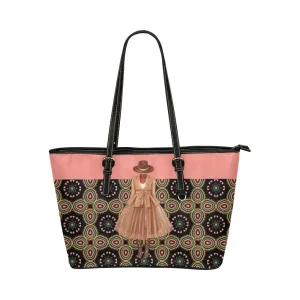 Blush Tulle Print | Lg Leather Tote Bag