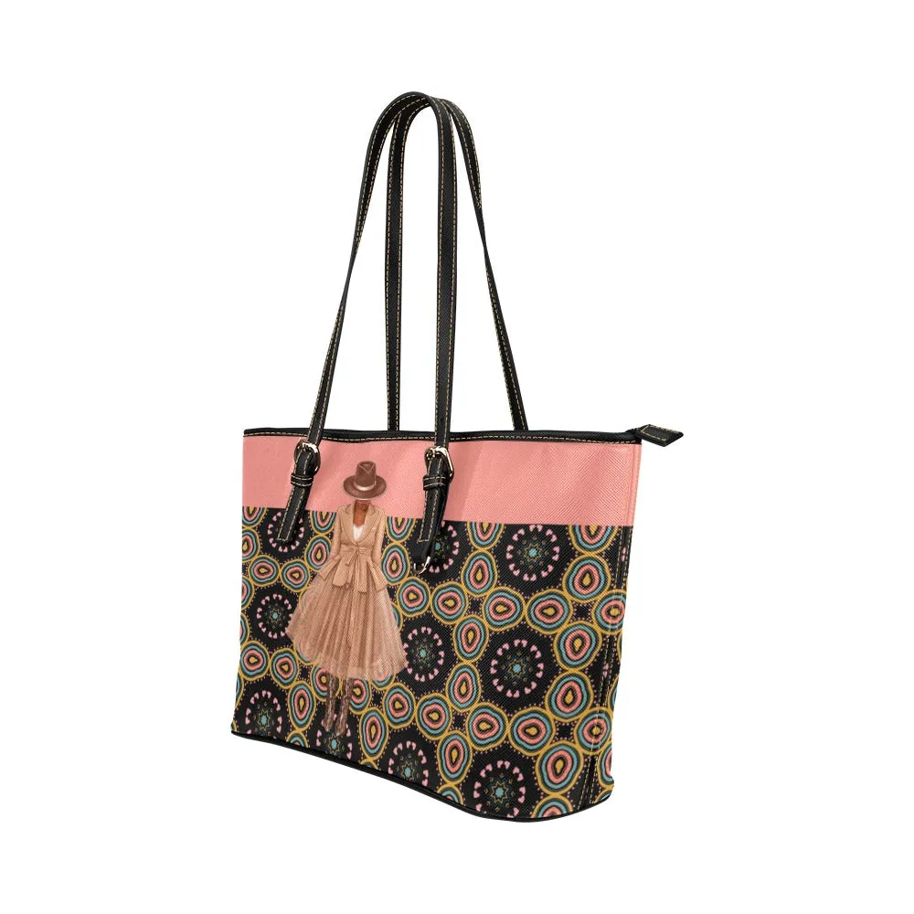 Blush Tulle Print | Lg Leather Tote Bag