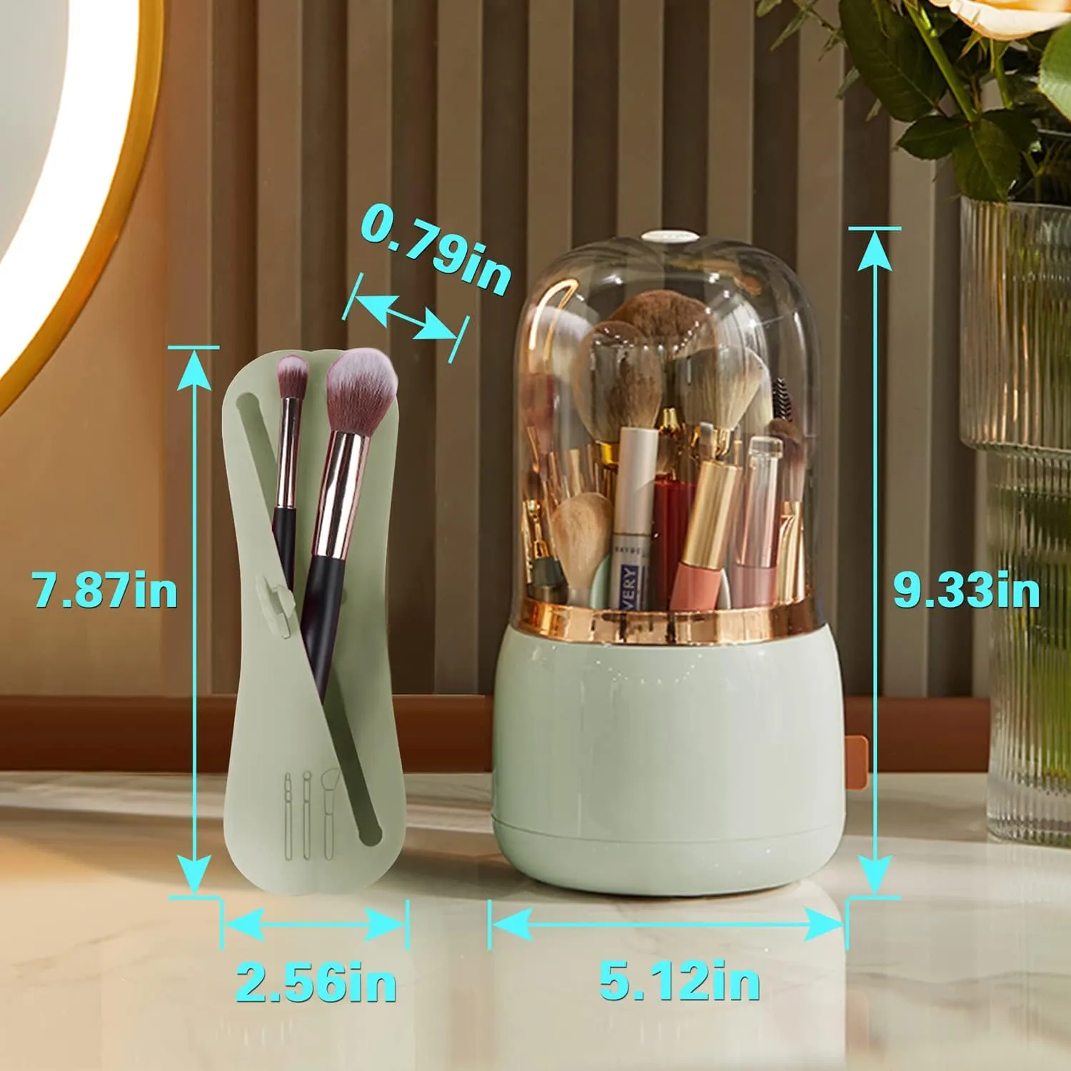 Blushbees® 360 Rotating Makeup Brush Holder - 2 Pack (Light Green)