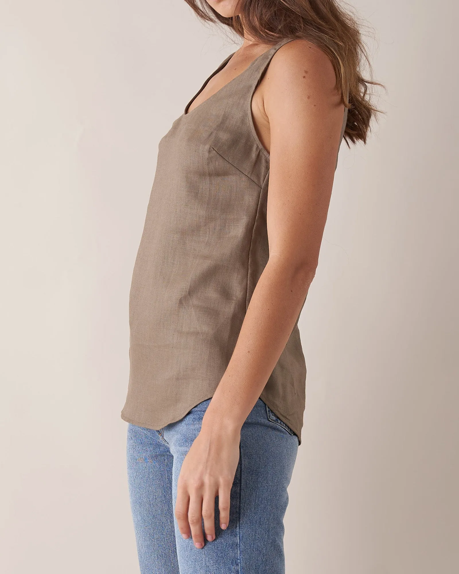 Bridgette Linen Top - Khaki