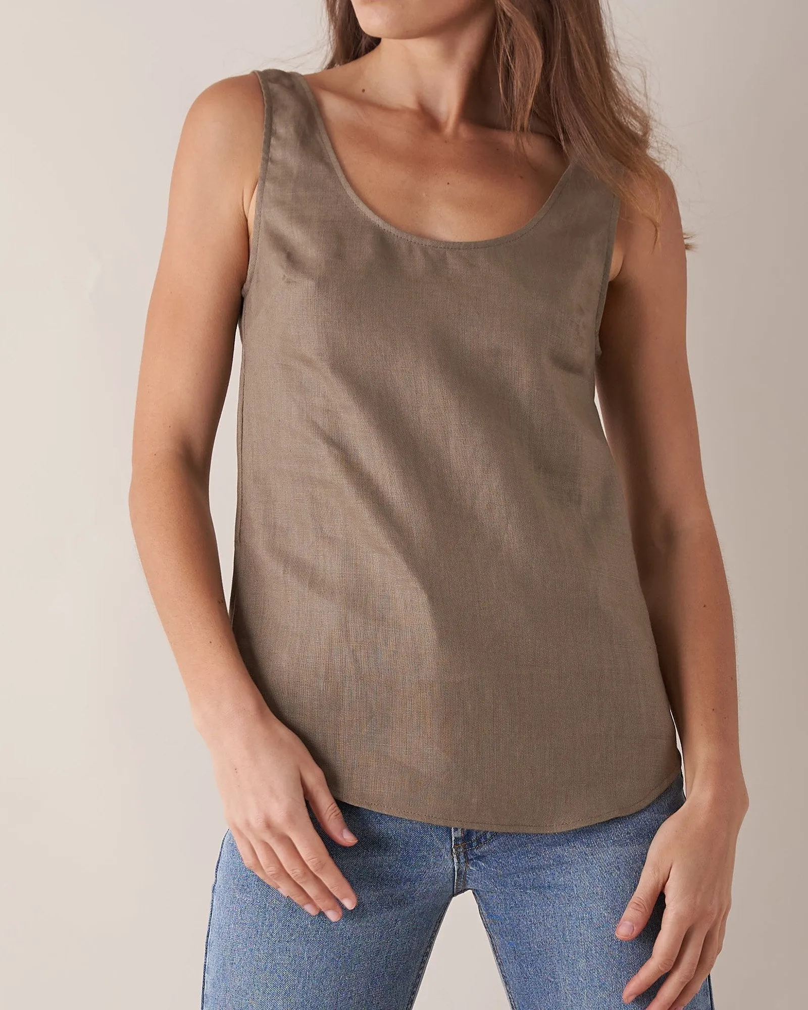 Bridgette Linen Top - Khaki