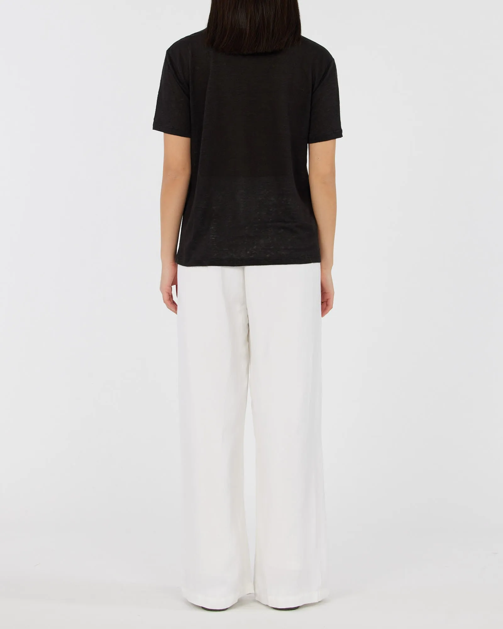 Coogee Linen Crew Neck Tee - Black