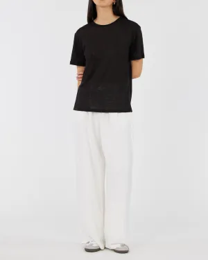 Coogee Linen Crew Neck Tee - Black