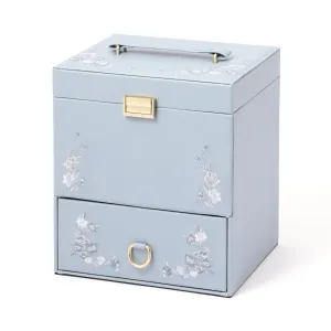 Embroidery Flower Cosmetic Box Blue