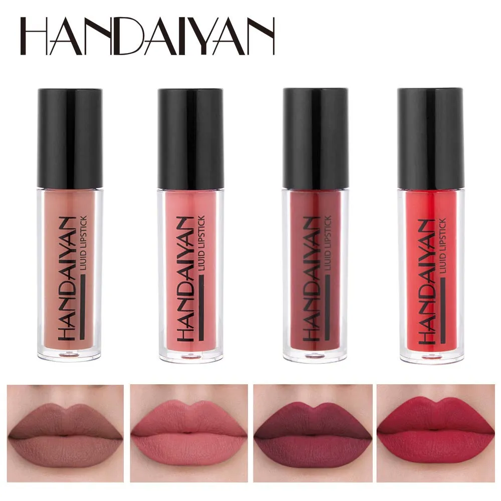 HANDAIYAN Matte Liquid Lipstick Set - Long-Lasting Waterproof and Smudge Proof Lipsticks for Women in 4 Vibrant Matte Shades - Perfect for Any Occasion! (SET 02)