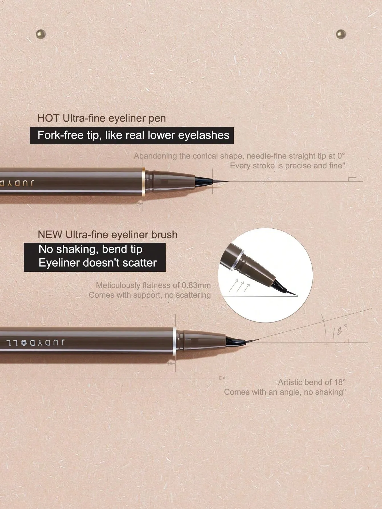 JUDYDOLL JUDYDOLL Slim Liquid Eyeliner 400mg Ultra-Fine, Quick-Drying, Waterproof, Smudge-Proof Brown Eyeliner Pen