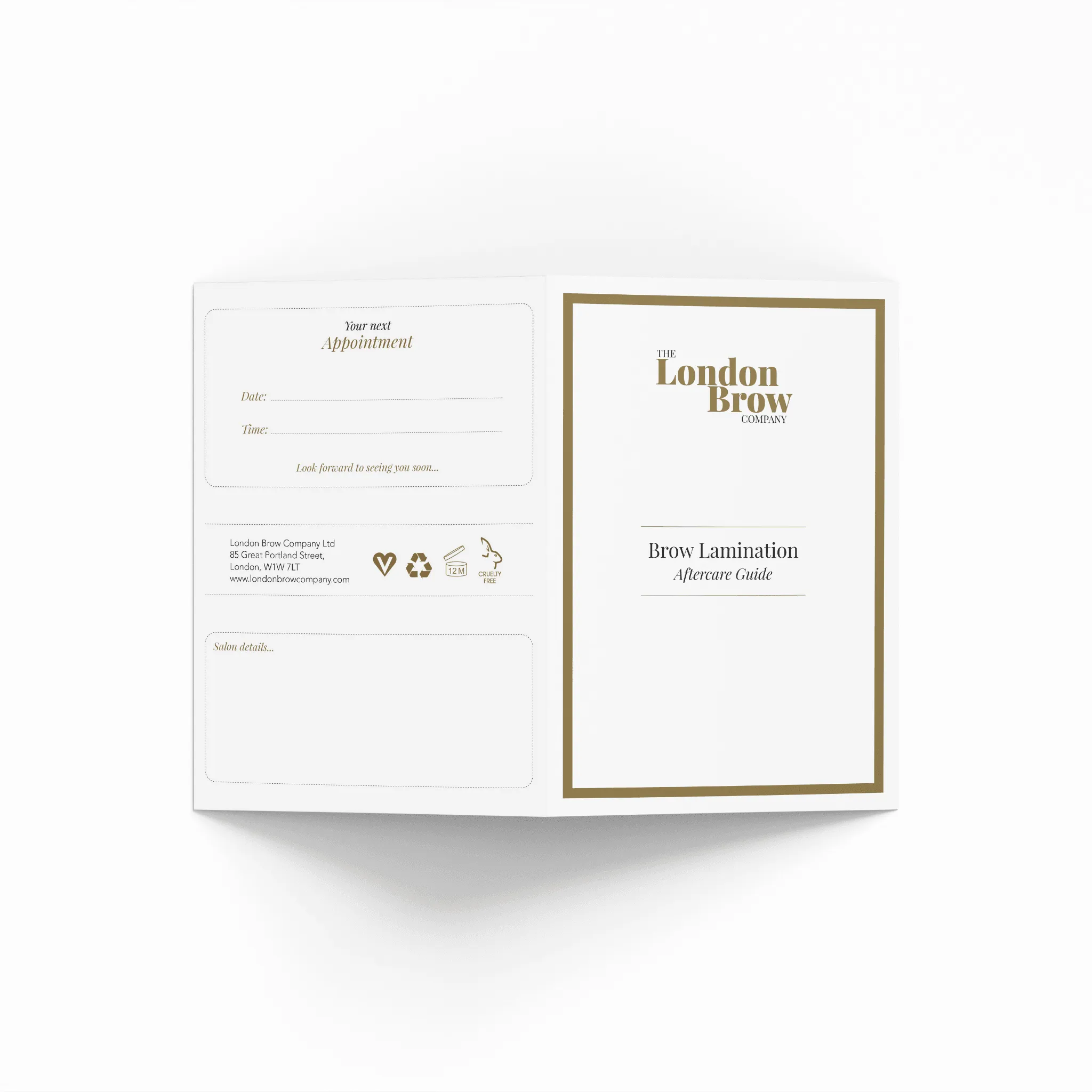 London Brow Lamination Aftercare Leaflets x 25