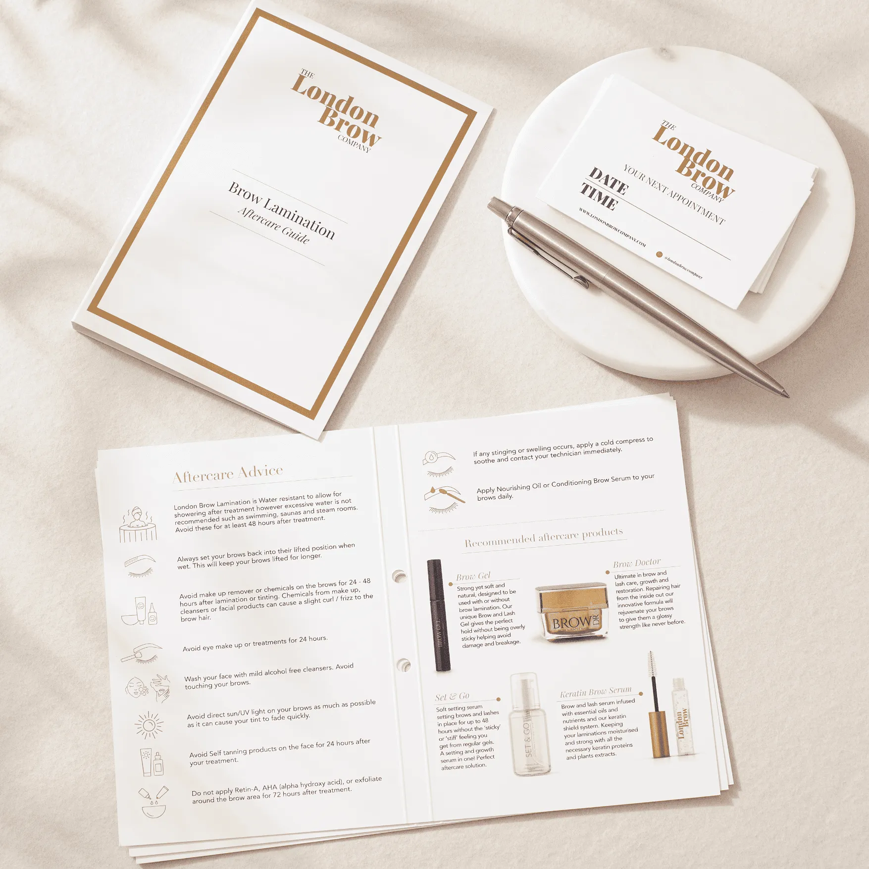 London Brow Lamination Aftercare Leaflets x 25