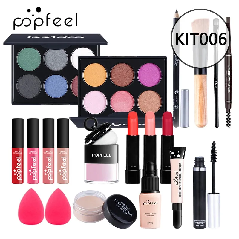 POPFEEL All In One Makeup Kit(Eyeshadow, LiGloss,Lipstick,Brushes,Eyebrow,Concealer)Beauty Cosmetic Bag