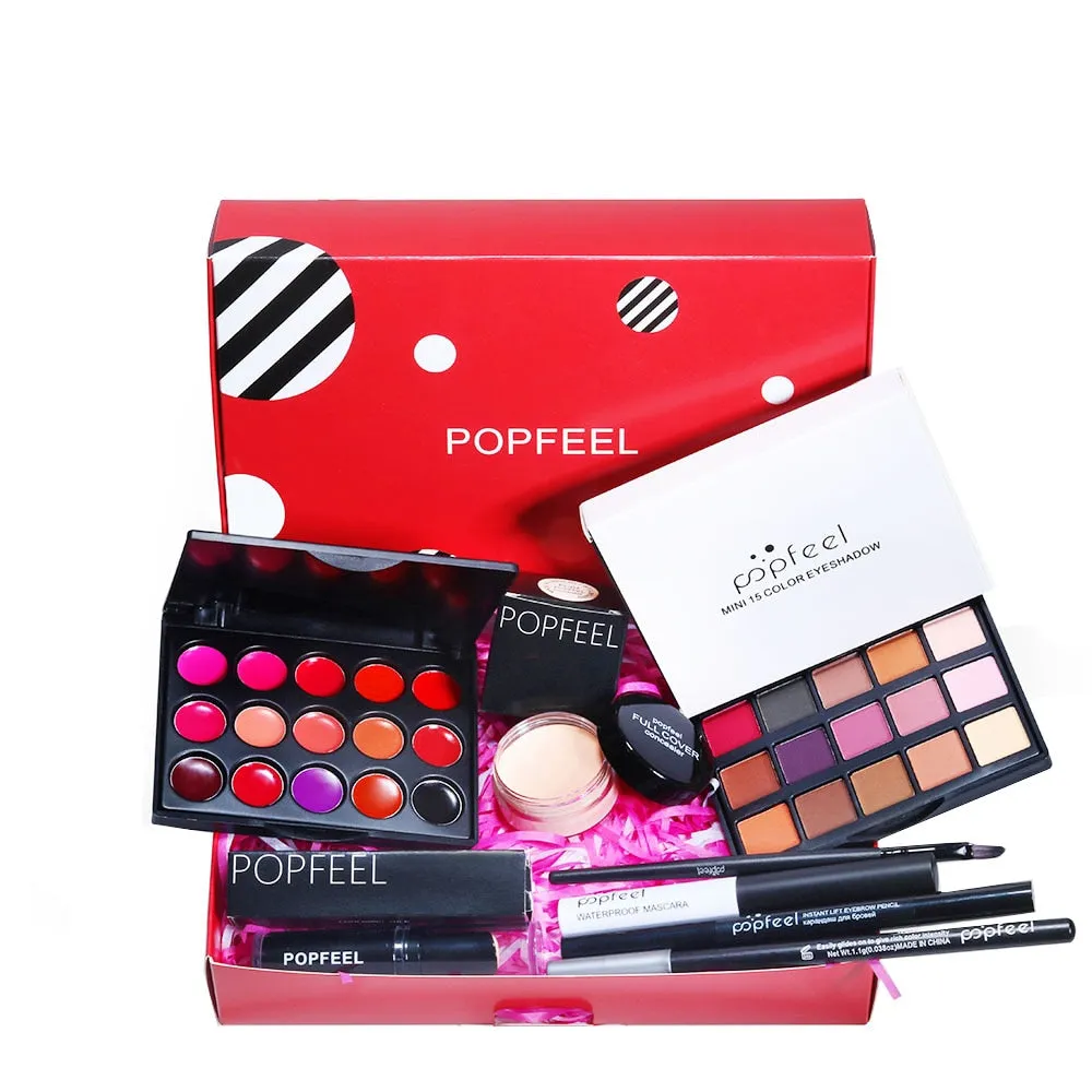 POPFEEL All In One Makeup Kit(Eyeshadow, LiGloss,Lipstick,Brushes,Eyebrow,Concealer)Beauty Cosmetic Bag