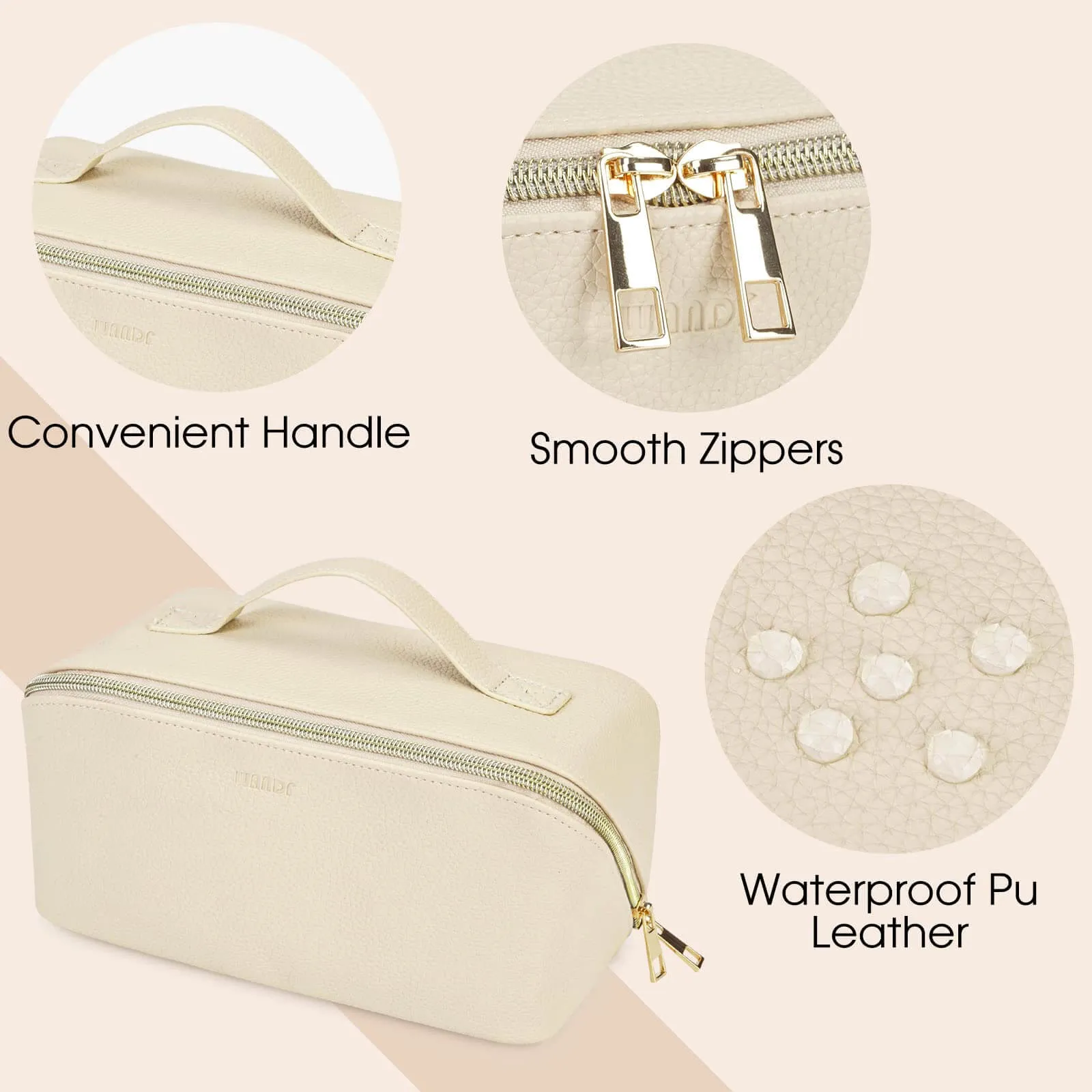 Portable Vegan Leather Open Flat Makeup Bag