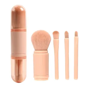 Retractable Makeup Brush Portable 4 In 1 Travel Brush Set