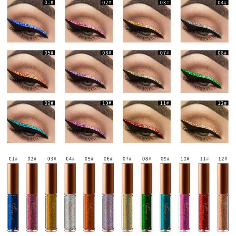 Shimmer Liquid Eyeliner Metallic 12 Colors Glitter Eyeliner Make Up