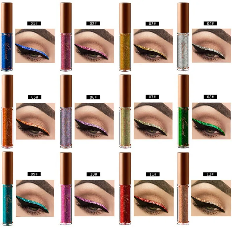 Shimmer Liquid Eyeliner Metallic 12 Colors Glitter Eyeliner Make Up