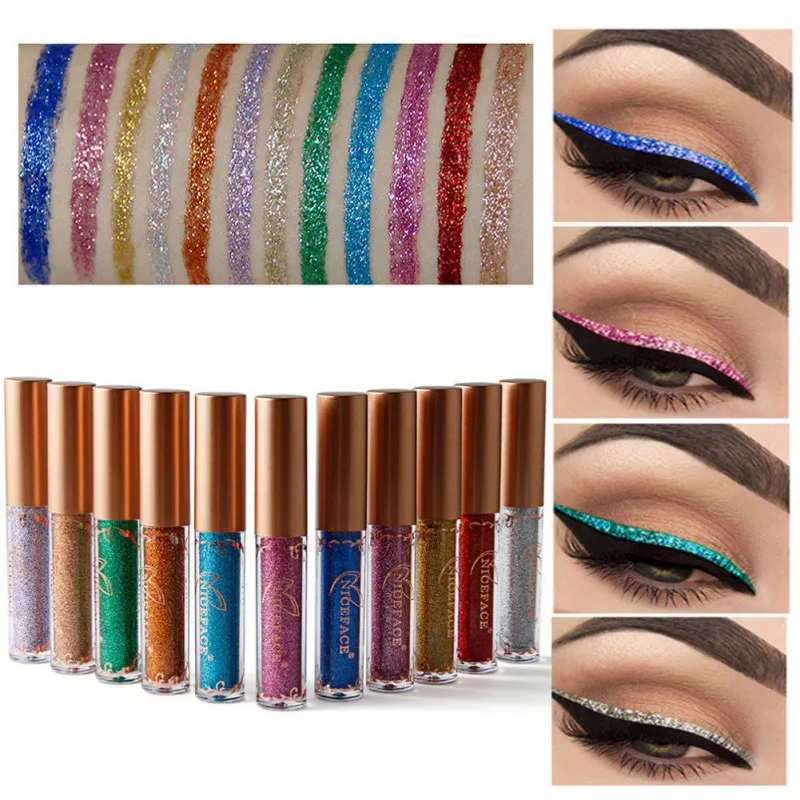 Shimmer Liquid Eyeliner Metallic 12 Colors Glitter Eyeliner Make Up