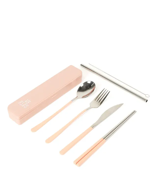 The Somewhere Co. Cutlery Kit - Silver/Blush