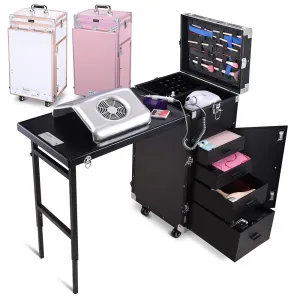 TheLAShop Rolling Makeup Station Hair Nail Workstation Drawers