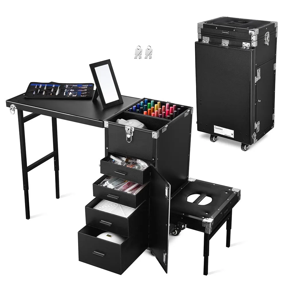 TheLAShop Rolling Makeup Station Hair Nail Workstation Drawers