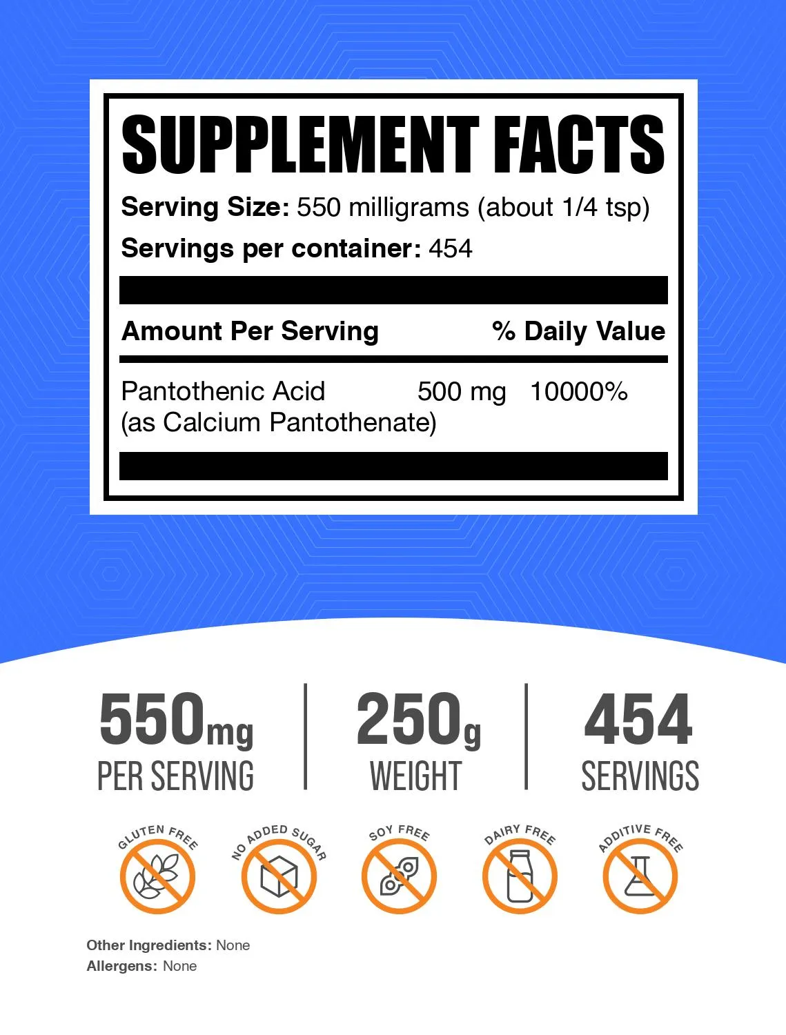 Vitamin B5 Pantothenic Acid / Calcium Pantothenate Powder